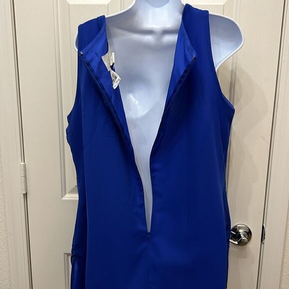 Alfred Angelo Formal Top Size 18W Cobalt Blue V Neck Short Sleeve Sequins Beaded - Picture 9 of 11